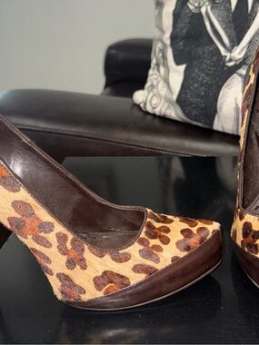 Gianni Bini Leopard Print Platform Pumps in Brown